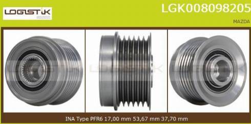 LGK LGK008098205 - Pulley, alternator, freewheel clutch autospares.lv