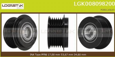 LGK LGK008098200 - Pulley, alternator, freewheel clutch autospares.lv