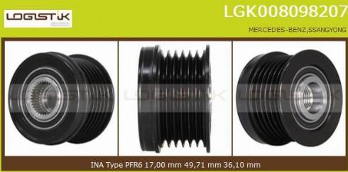 LGK LGK008098207 - Pulley, alternator, freewheel clutch autospares.lv