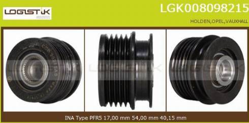 LGK LGK008098215 - Pulley, alternator, freewheel clutch autospares.lv