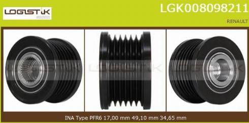 LGK LGK008098211 - Pulley, alternator, freewheel clutch autospares.lv