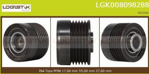 LGK LGK008098288 - Pulley, alternator, freewheel clutch autospares.lv