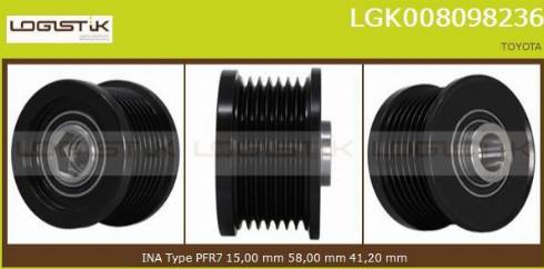 LGK LGK008098236 - Pulley, alternator, freewheel clutch autospares.lv