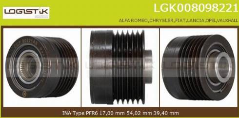 LGK LGK008098221 - Pulley, alternator, freewheel clutch autospares.lv