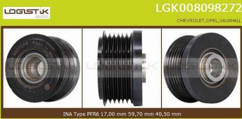 LGK LGK008098272 - Pulley, alternator, freewheel clutch autospares.lv