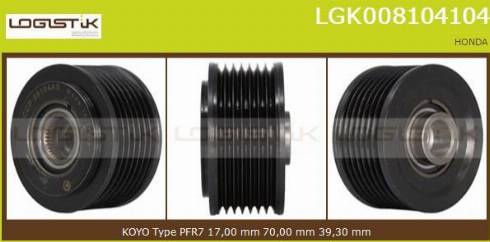 LGK LGK008104104 - Pulley, alternator, freewheel clutch autospares.lv