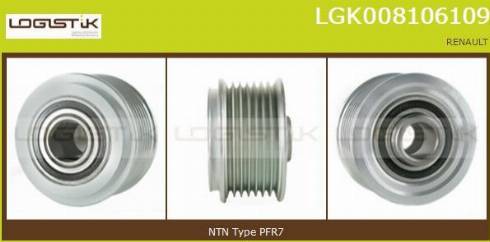 LGK LGK008106109 - Pulley, alternator, freewheel clutch autospares.lv