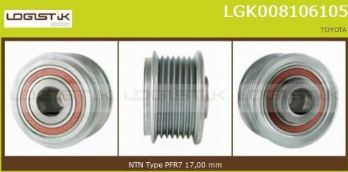 LGK LGK008106105 - Pulley, alternator, freewheel clutch autospares.lv