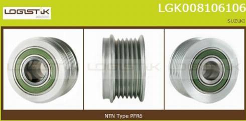 LGK LGK008106106 - Pulley, alternator, freewheel clutch autospares.lv