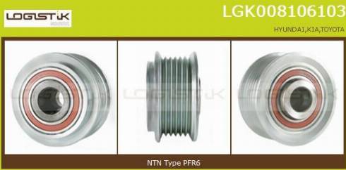 LGK LGK008106103 - Pulley, alternator, freewheel clutch autospares.lv