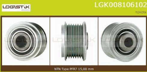 LGK LGK008106102 - Pulley, alternator, freewheel clutch autospares.lv