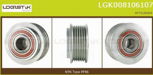 LGK LGK008106107 - Pulley, alternator, freewheel clutch autospares.lv