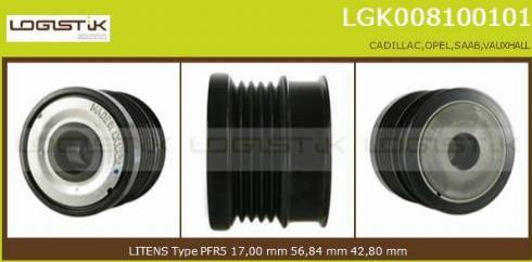 LGK LGK008100101 - Pulley, alternator, freewheel clutch autospares.lv