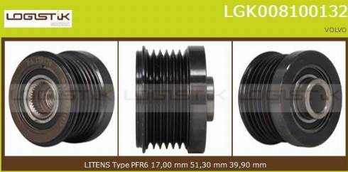 LGK LGK008100132 - Pulley, alternator, freewheel clutch autospares.lv