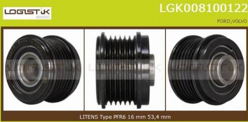 LGK LGK008100122 - Pulley, alternator, freewheel clutch autospares.lv