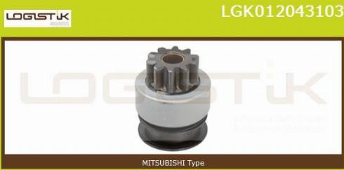 LGK LGK012043103 - Pinion, bendix, starter autospares.lv