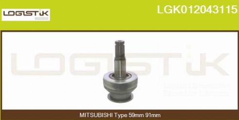 LGK LGK012043115 - Pinion, bendix, starter autospares.lv