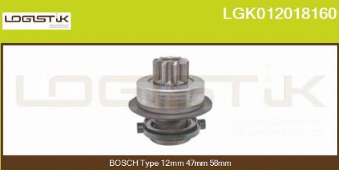 LGK LGK012018160 - Pinion, bendix, starter autospares.lv