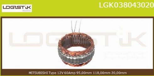 LGK LGK038043020 - Stator, alternator autospares.lv