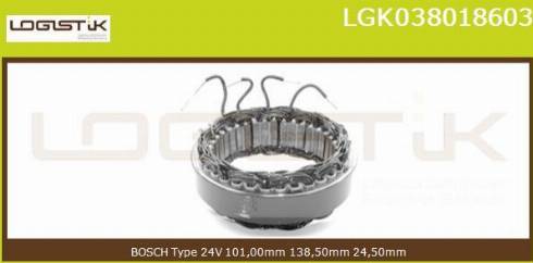 LGK LGK038018603 - Stator, alternator autospares.lv