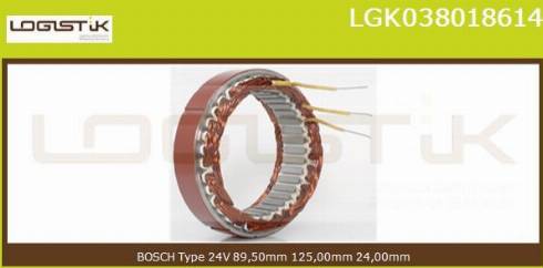 LGK LGK038018614 - Stator, alternator autospares.lv