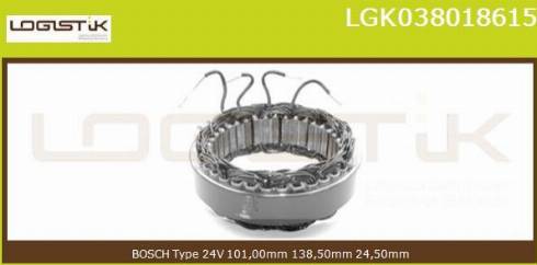 LGK LGK038018615 - Stator, alternator autospares.lv