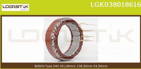 LGK LGK038018616 - Stator, alternator autospares.lv