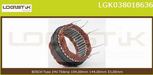 LGK LGK038018636 - Stator, alternator autospares.lv