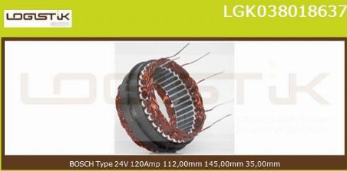 LGK LGK038018637 - Stator, alternator autospares.lv