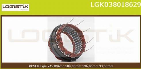LGK LGK038018629 - Stator, alternator autospares.lv