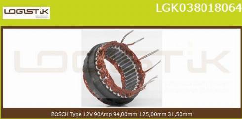 LGK LGK038018064 - Stator, alternator autospares.lv