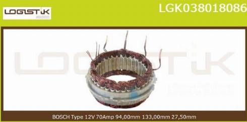 LGK LGK038018086 - Stator, alternator autospares.lv