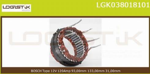 LGK LGK038018101 - Stator, alternator autospares.lv