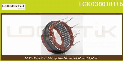 LGK LGK038018116 - Stator, alternator autospares.lv