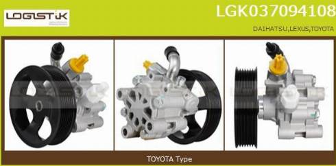 LGK LGK037094108 - Hydraulic Pump, steering system autospares.lv