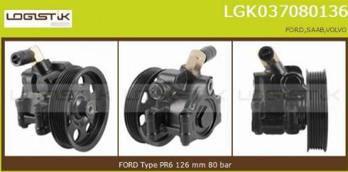 LGK LGK037080136 - Hydraulic Pump, steering system autospares.lv