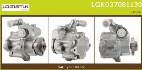 LGK LGK037081139 - Hydraulic Pump, steering system autospares.lv