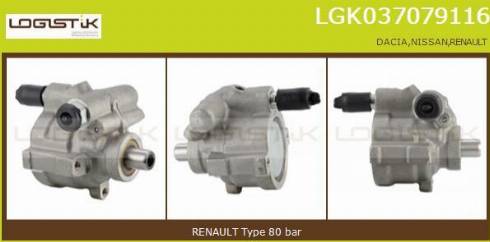 LGK LGK037079116 - Hydraulic Pump, steering system autospares.lv