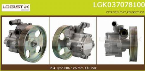 LGK LGK037078100 - Hydraulic Pump, steering system autospares.lv