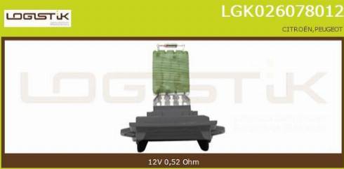 LGK LGK026078012 - Resistor, interior blower autospares.lv