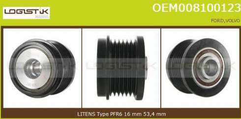 LGK OEM008100123 - Pulley, alternator, freewheel clutch autospares.lv