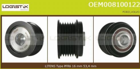 LGK OEM008100122 - Pulley, alternator, freewheel clutch autospares.lv