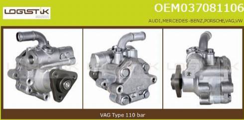 LGK OEM037081106 - Hydraulic Pump, steering system autospares.lv