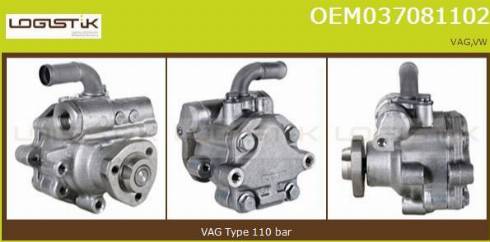 LGK OEM037081102 - Hydraulic Pump, steering system autospares.lv