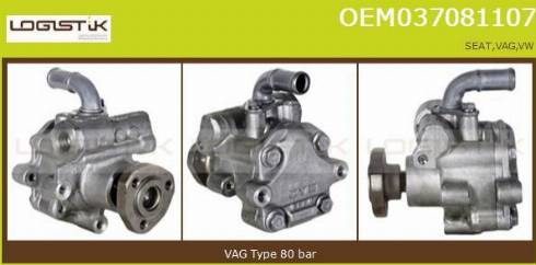 LGK OEM037081107 - Hydraulic Pump, steering system autospares.lv