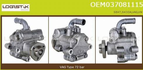 LGK OEM037081115 - Hydraulic Pump, steering system autospares.lv