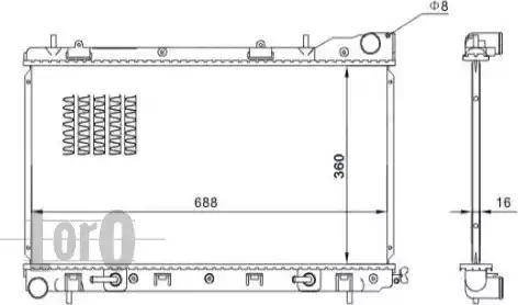 Loro 049-017-0003-B - Radiator, engine cooling autospares.lv