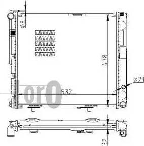 Loro 054-017-0046-B - Radiator, engine cooling autospares.lv