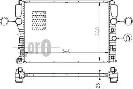 Loro 054-017-0048-B - Radiator, engine cooling autospares.lv