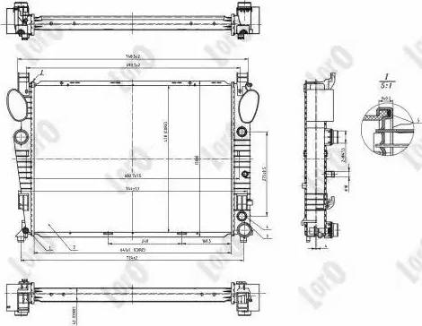 Loro 054-017-0055-B - Radiator, engine cooling autospares.lv